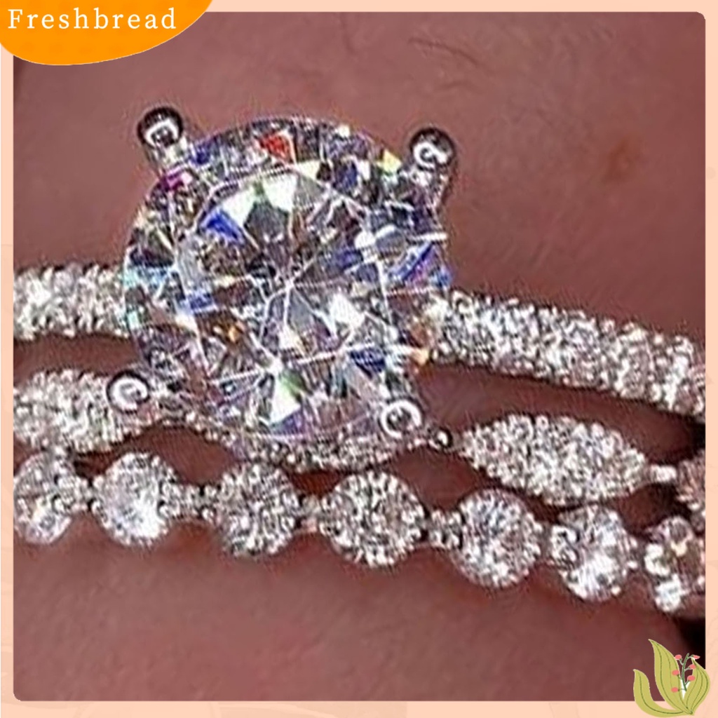 &lt; Freshbread &gt; Wanita Cincin Tiga Lapisan Berlian Imitasi Perhiasan Fashion Penampilan Indah Jari Cincin Untuk Pernikahan