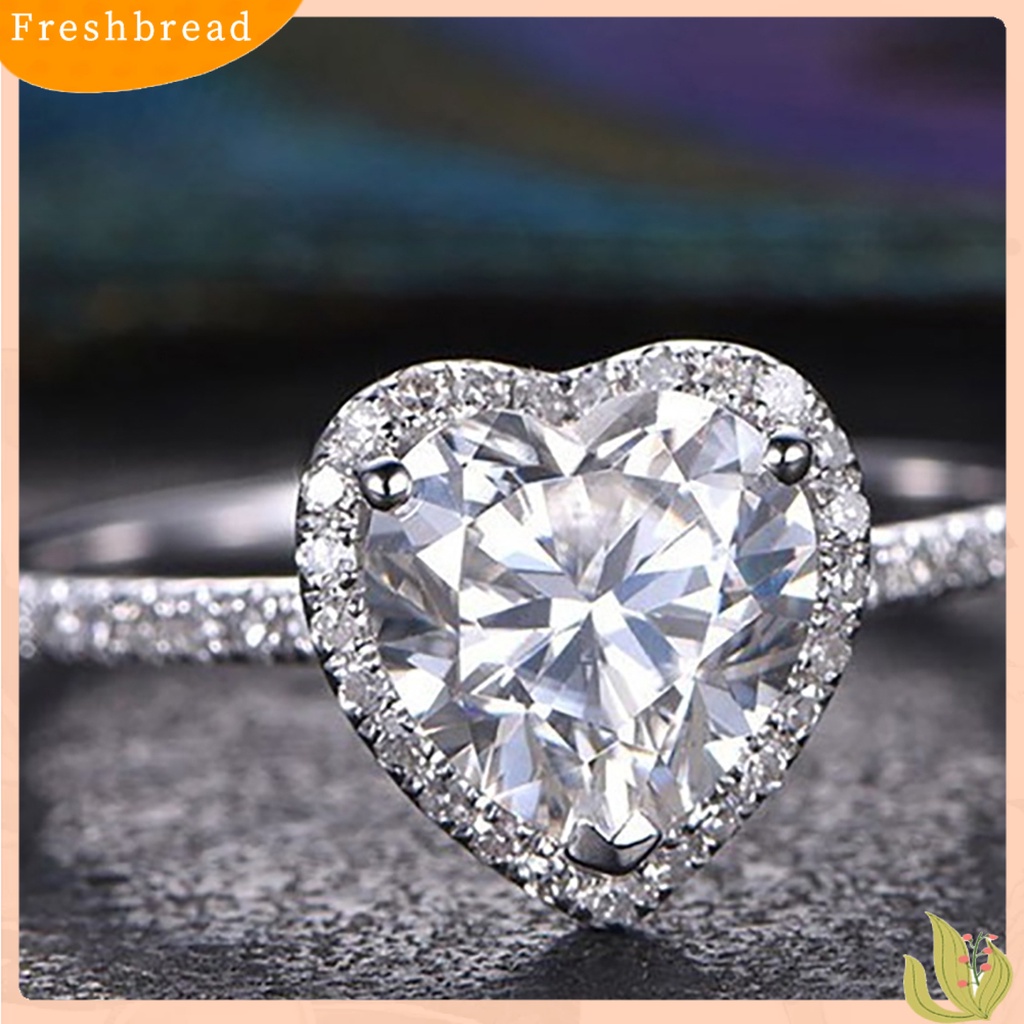 &lt; Freshbread &gt; Cincin Kawin Bentuk Hati Berlian Imitasi Mengkilap Kreatif Lady Circlet Untuk Hadiah