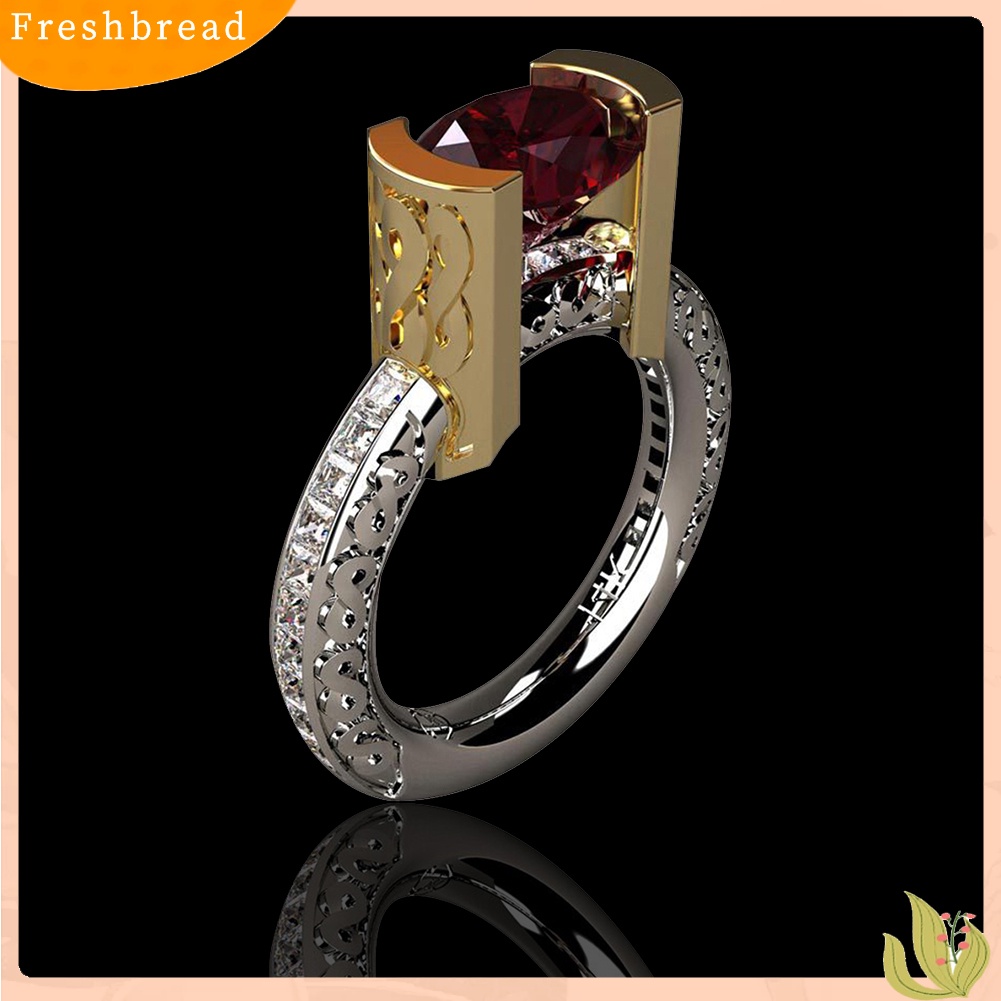 &lt; Freshbread &gt; Fashion Faux Ruby Dual Color Cincin Jari Wanita Perhiasan Pertunangan Pernikahan