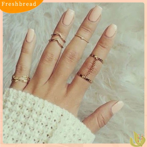 &lt; Freshbread &gt; 6Pcs Berlian Imitasi Perkotaan Diatas Buku Jari Susun Band Mid Rings Jewelry