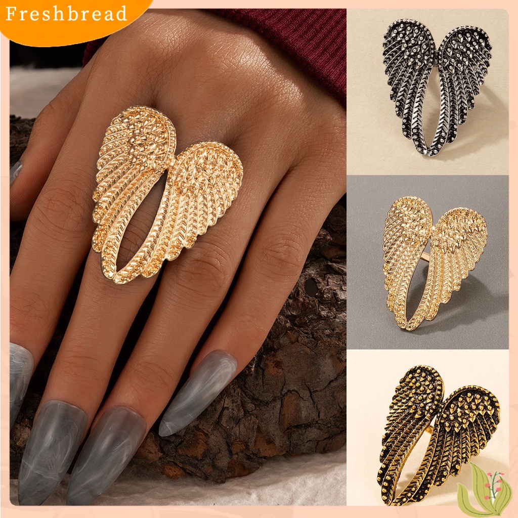 &lt; Freshbread &gt; Cincin Jari Indah Desain Sayap Gaya Punk Elegan Wanita Vintage Ring Untuk Pesta