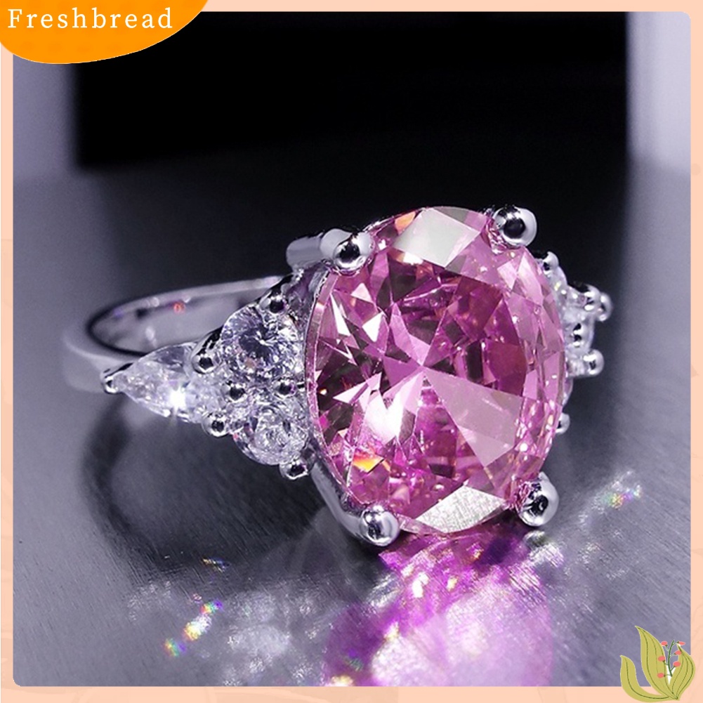 &lt; Freshbread &gt; Fashion Wanita Bulat Berlian Imitasi Jari Cincin Perhiasan Pernikahan Hadiah Hari Valentine