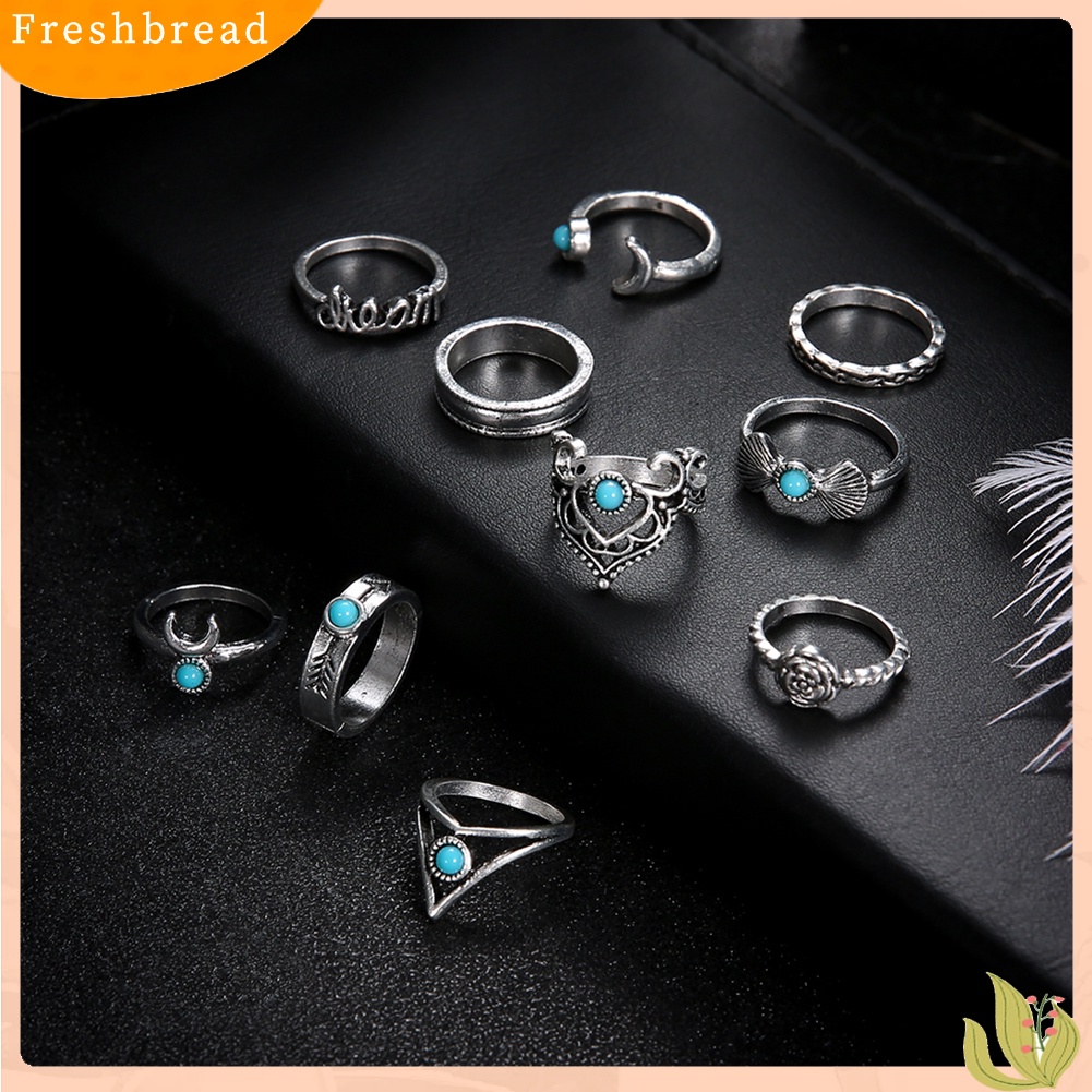 &lt; Freshbread &gt; Wanita Bohemia Palsu Turquoise Fingers Knuckle Rings Perhiasan Pesta Pernikahan