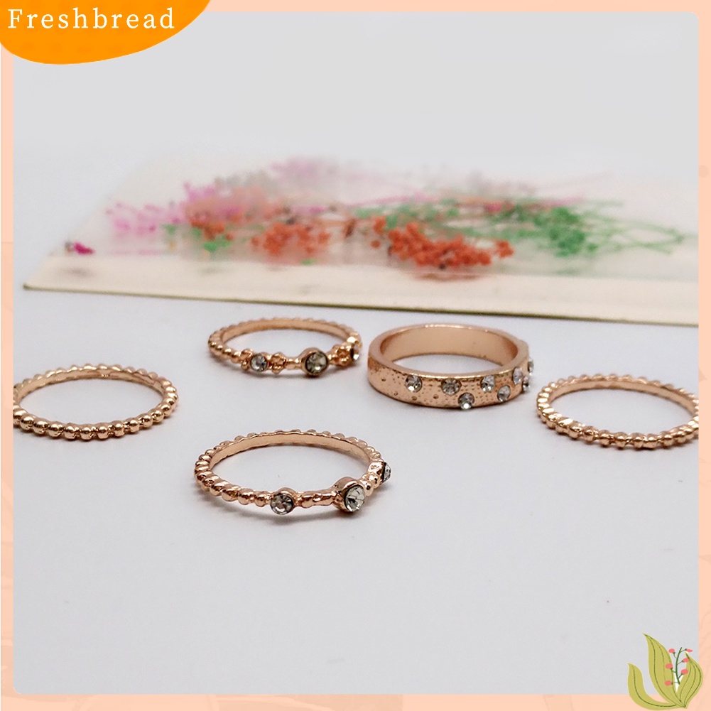 &lt; Freshbread &gt; 5Pcs/Set Vintage Bohemian Rhinestone Beads Charm Knuckle Midi Cincin Perhiasan Set