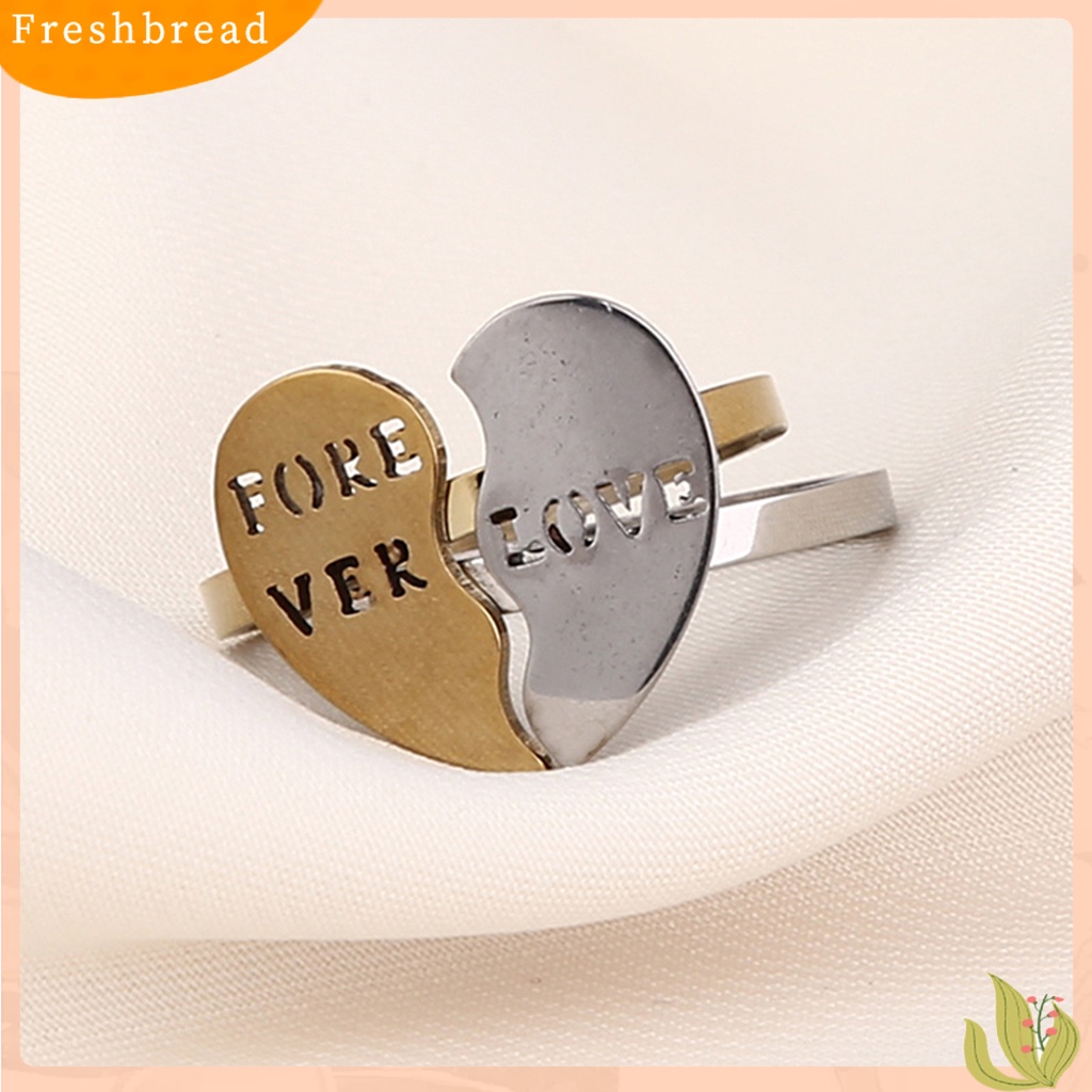 &lt; Freshbread &gt; 2Pcs/Set Cincin Fashion Indah Alloy Stackable Heart Decor Couple Ring Untuk Kehidupan Sehari-Hari