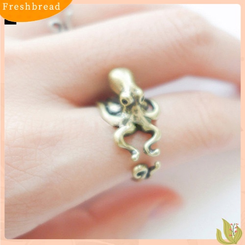 &lt; Freshbread &gt; Wanita Pria Retro Cincin Gurita Yang Dapat Disesuaikan Cincin Buku Jari Hewan Perhiasan Fashion