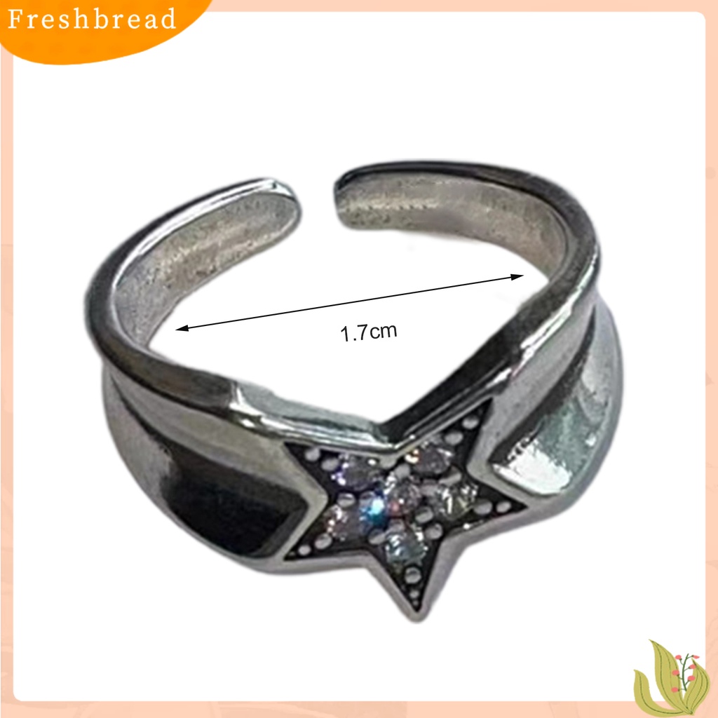 &lt; Freshbread &gt; Wanita Cincin Vintage Berlian Imitasi Mengkilap Desain Pembukaan Yang Dapat Disesuaikan Berkilau Hias Hadiah Wanita Tidak Teratur Pentagram Jari Cincin Perhiasan Untuk Kekasih