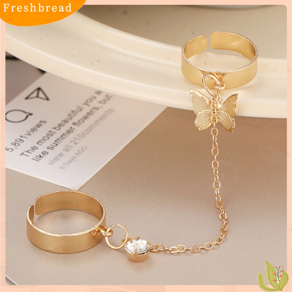 &lt; Freshbread &gt; Wanita Circlet Set Pembukaan Adjustable Alloy Berlian Imitasi Kilau Terang Knuckle Ring Set Perhiasan