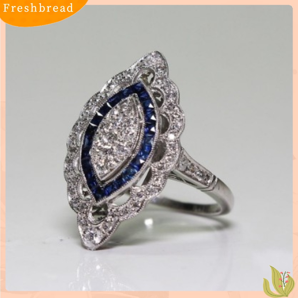 &lt; Freshbread &gt; Elegan Marquise Bentuk Berlian Imitasi Bertatahkan Pesta Pernikahan Wanita Pesona Perhiasan Cincin