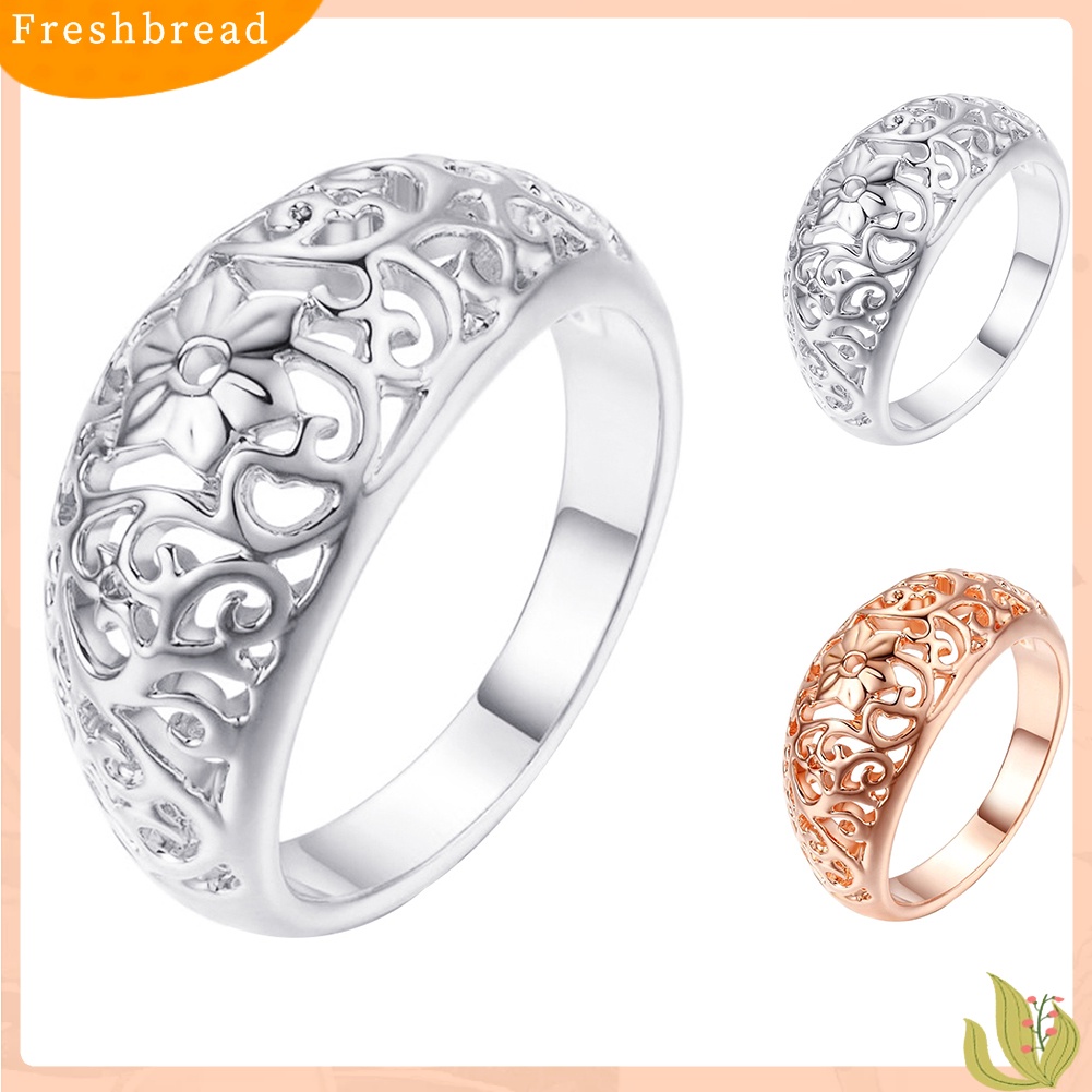 &lt; Freshbread &gt; Fashion Wanita Berongga Bunga Band Handmade Jari Cincin Pertunangan Perhiasan Deor