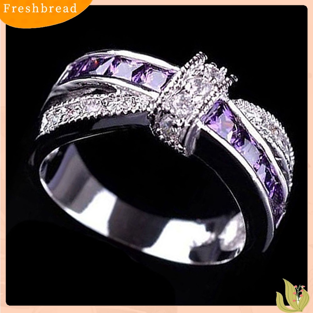 &lt; Freshbread &gt; Cincin Berlian Imitasi Hias Hias Alloy Desain Silang Finger Band Untuk Pesta