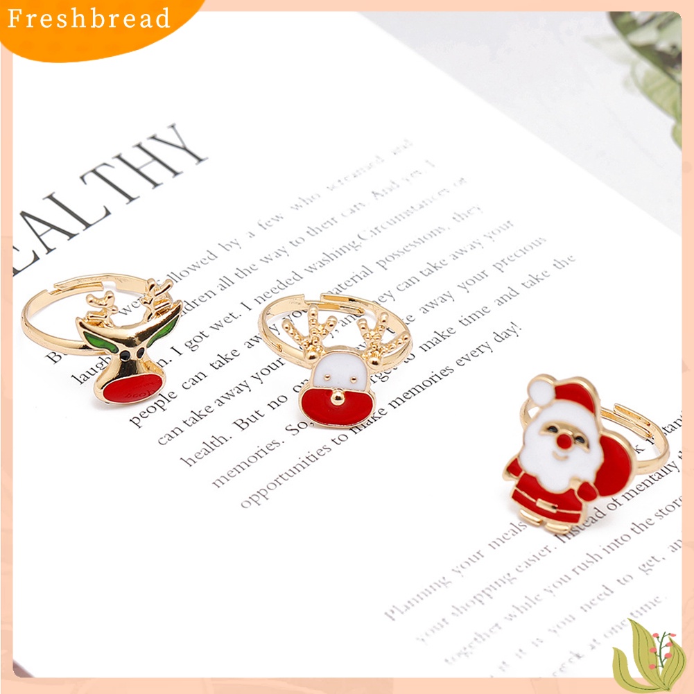 &lt; Freshbread &gt; Perhiasan Natal Paduan Kartun Anak-Anak Snowman Elk Xmas Tree Snowflake Cincin Hadiah