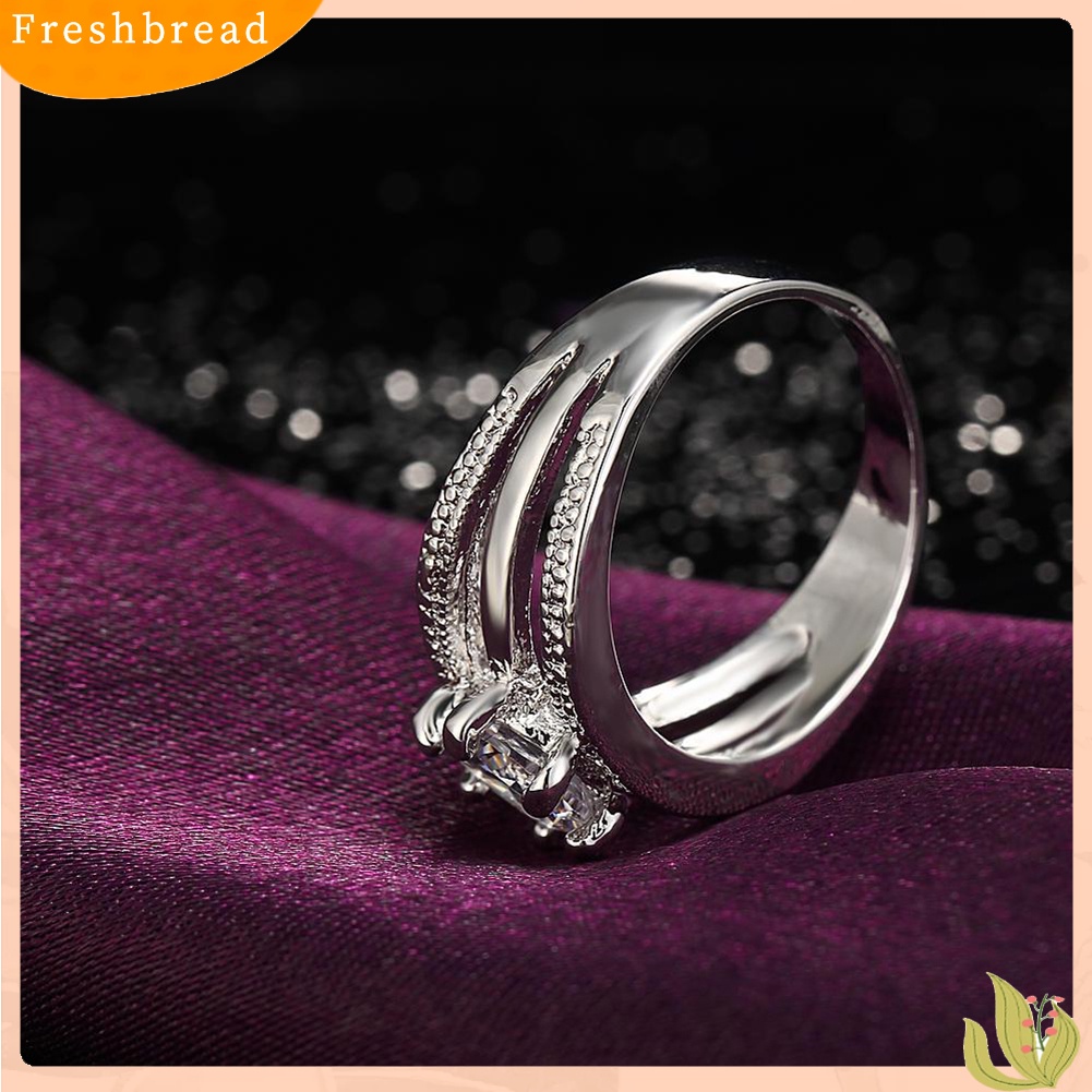 < Freshbread > Wanita Elegan Berlian Imitasi Bertatahkan Multi-layer Jari Cincin Hadiah Perhiasan Pernikahan