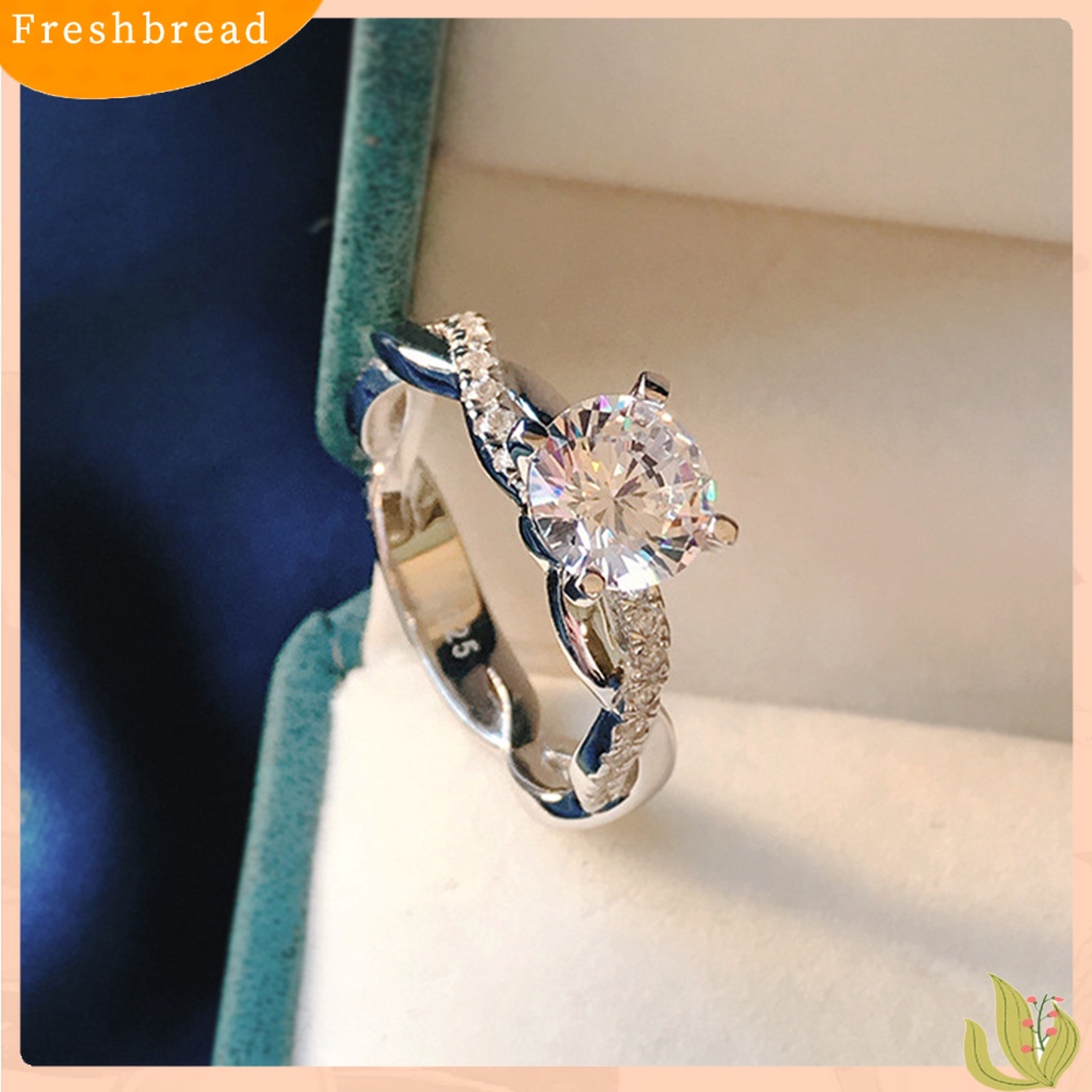 &lt; Freshbread &gt; Cincin Kawin Memutar Berkilau High-end Besar Berlian Imitasi Buku Jari Circlet Perhiasan Perempuan