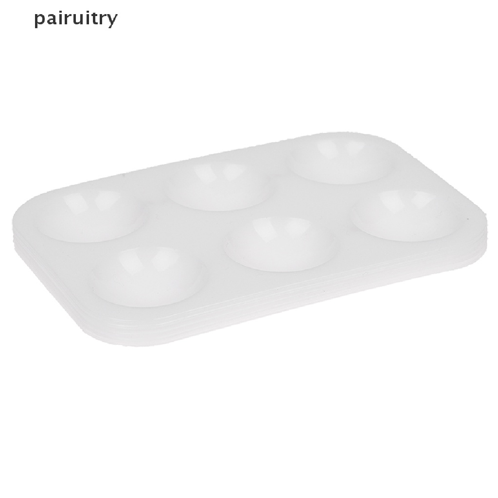 Prt 5PC 6lubang Putih Plastik Persegi Panjang Art Paing Palet Warna Perlengkapan PRT