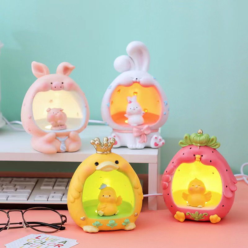 Lampu Rumah  USB Cartoon KARAKTER Bebek / Rabbit /Babi hias meja kamar anak lampu tidur souvenir ultah