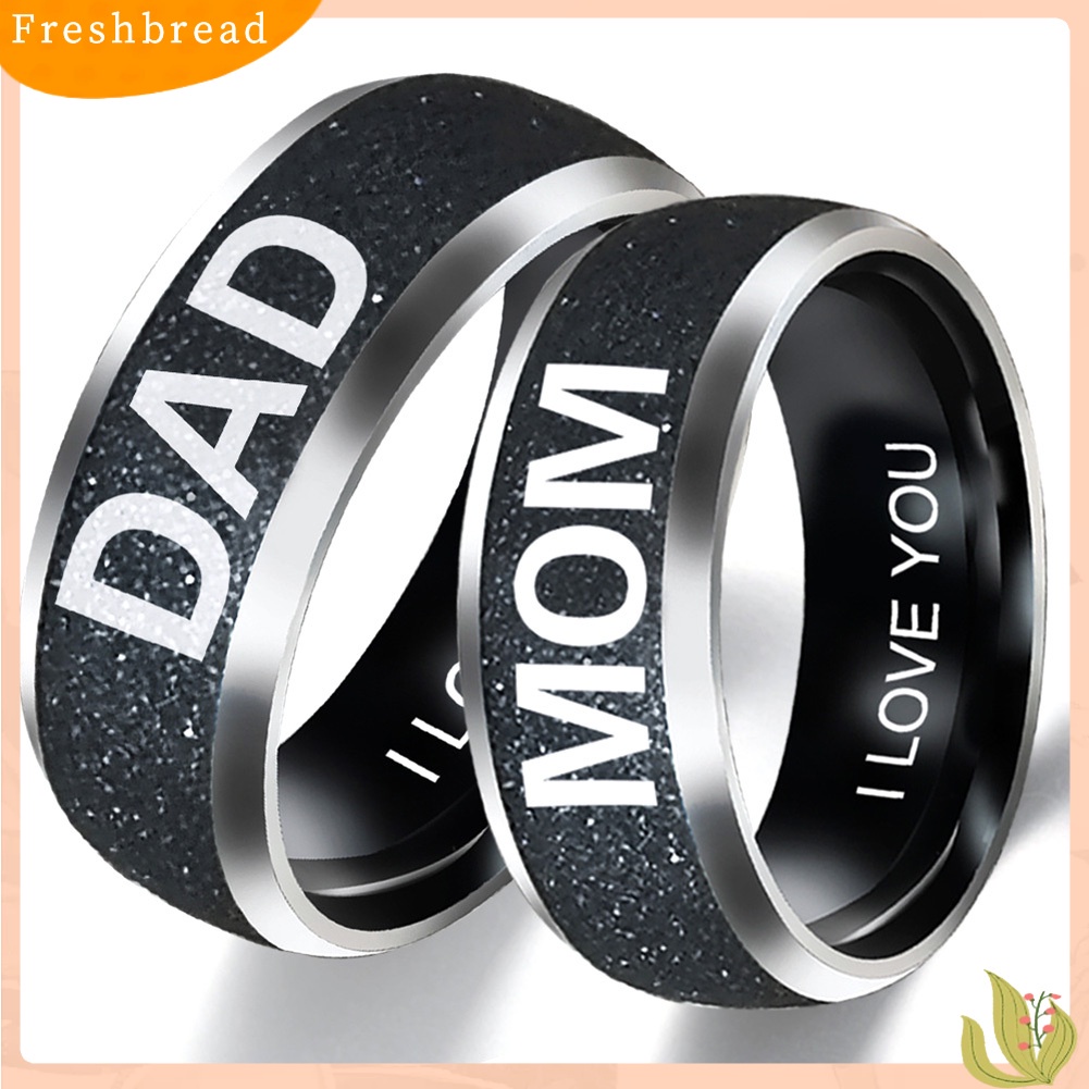 &lt; Freshbread &gt; Fashion Ibu Ayah Anak Perempuan Anak Huruf Band Stainless Steel Anggota Keluarga Cincin