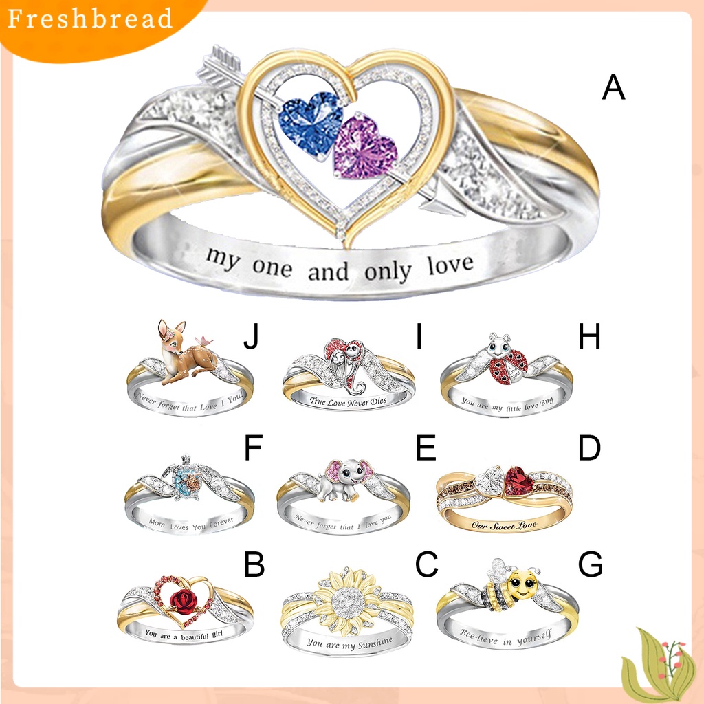 &lt; Freshbread &gt; Women Ring Indah Nice-looking Wanita Portabel Indah Cinta Hati Rose Ring Untuk Pernikahan