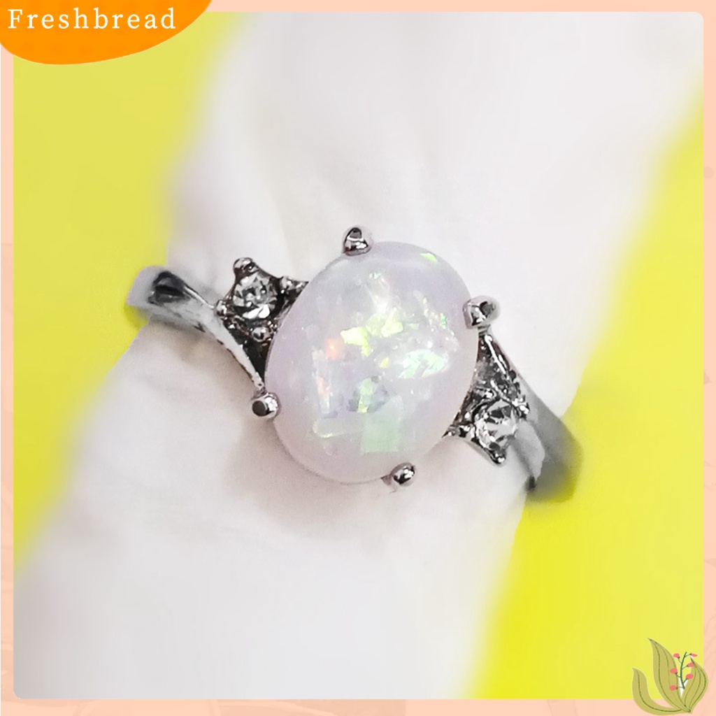 &lt; Freshbread &gt; Cincin Kilau Imitasi Opal Berlian Imitasi Hias Tembaga Gaya Wanita Ring Untuk Pernikahan