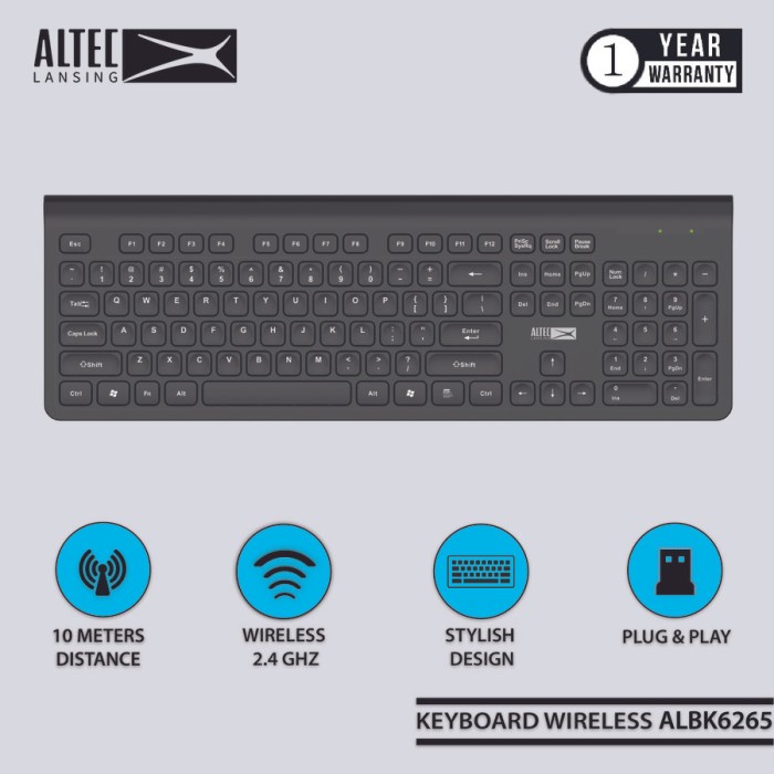 Altec Lansing Keyboard Wireless ALBK6265 Keyboard