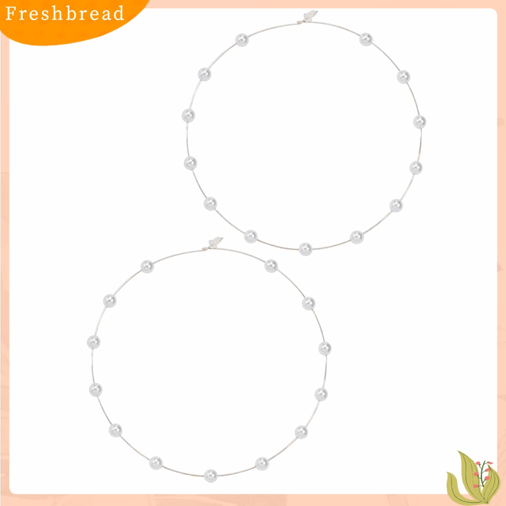 &lt; Freshbread &gt; Fashion Wanita Mutiara Imitasi Manik-Manik Pesona Besar Hoop Anting Pernyataan Perhiasan Hadiah