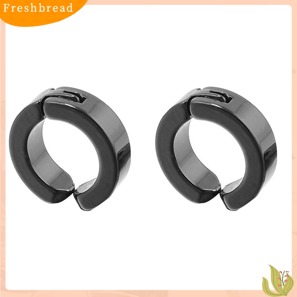 &lt; Freshbread &gt; Klip Manset Telinga Keren Anti Karat Stainless Steel Gaya Punk Anting Lingkaran Bulat Perhiasan Pria Untuk Pesta