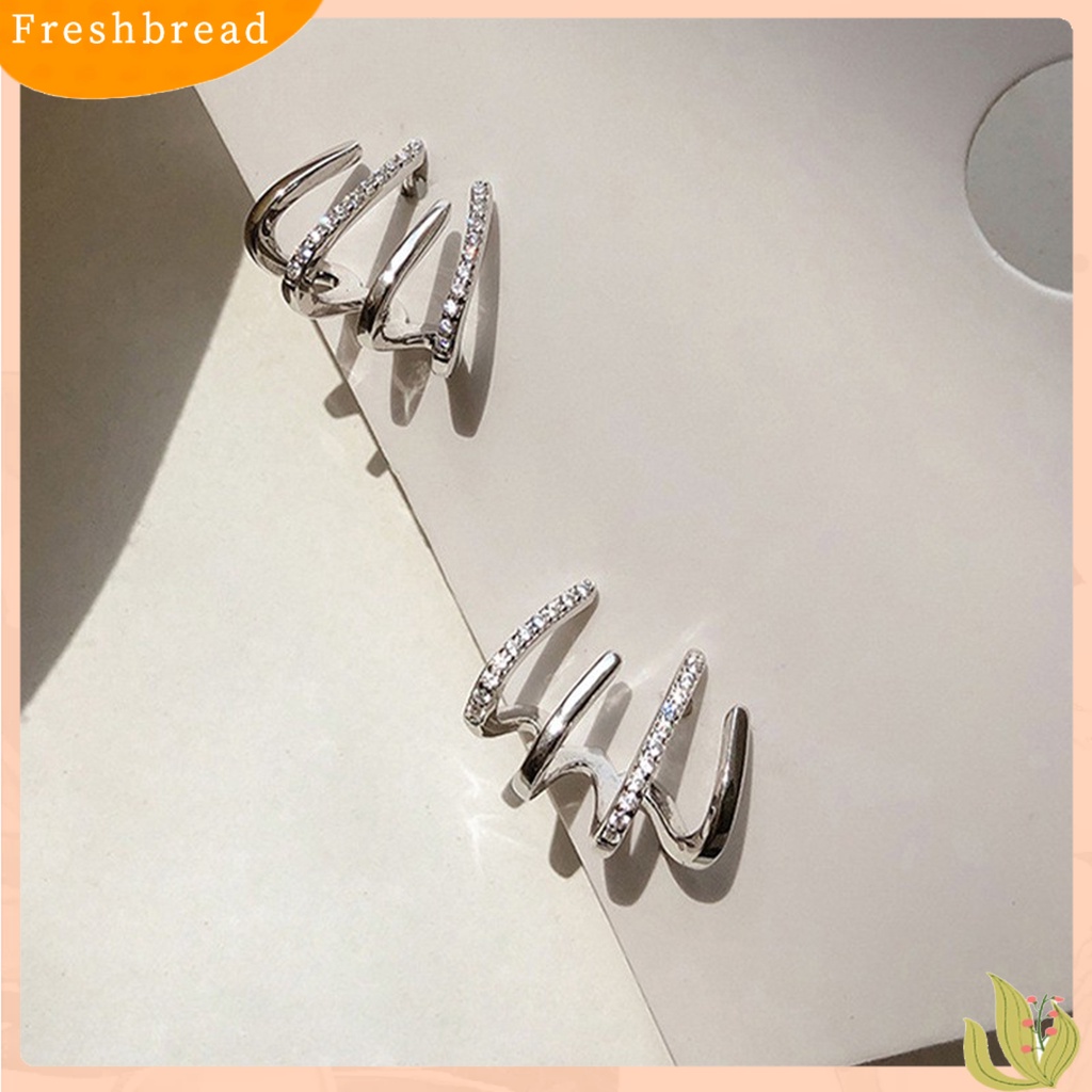 &lt; Freshbread &gt; 1pasang Anting Tusuk 4cakar Berlian Imitasi Perhiasan Berkilau Gaya Korea Ear Studs Untuk Pesta Perjamuan Pernikahan