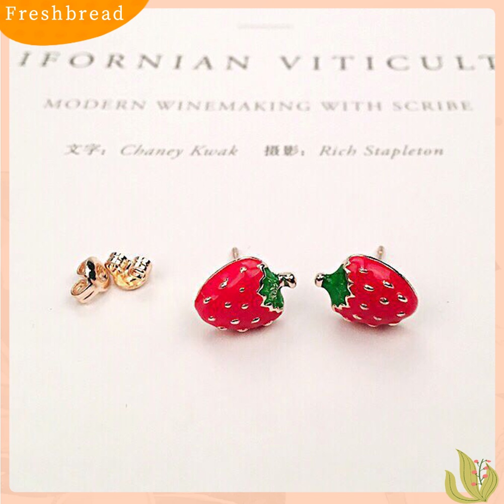 &lt; Freshbread &gt; Lucu Wanita Buah Strawberry Semangka Ladybird Ear Stud Earrings Perhiasan Hadiah