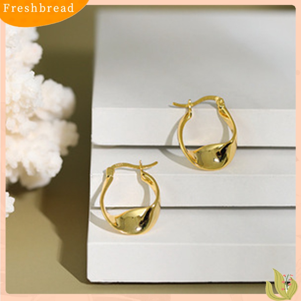 &lt; Freshbread &gt; 1pasang Anting Menjuntai Bersinar Anting Hoop Twist Geometris Tembaga Tahan Aus Untuk Pesta