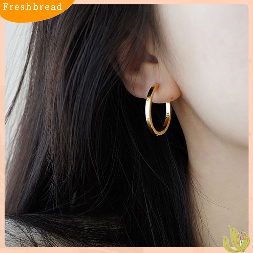 &lt; Freshbread &gt; 1pasang Wanita Anting Hoop Bulat Permukaan Halus Perhiasan Indah Fashion Penampilan Lingkaran Anting-Anting Perhiasan Aksesoris