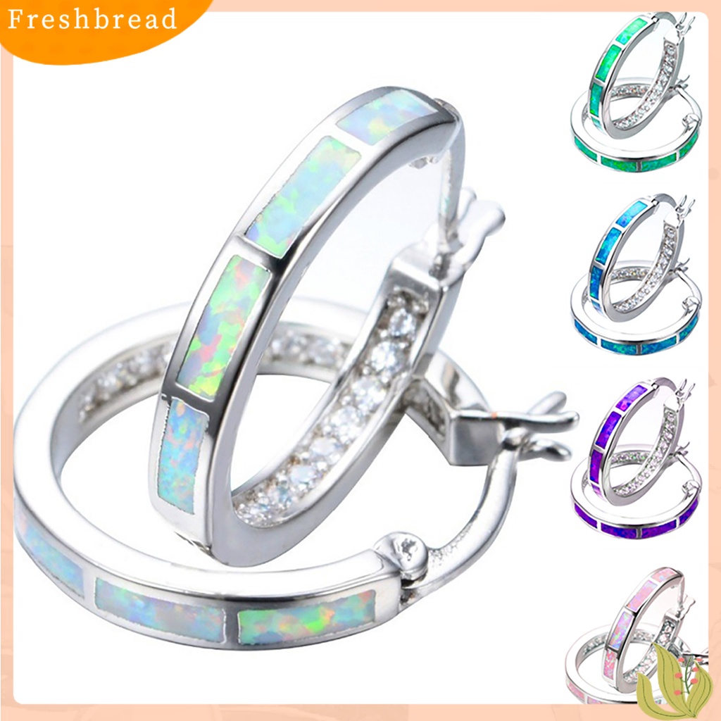 &lt; Freshbread &gt; Anting Dainty Berlian Imitasi Hias Bentuk Lingkaran Anting Hoop Alloy Untuk Pesta