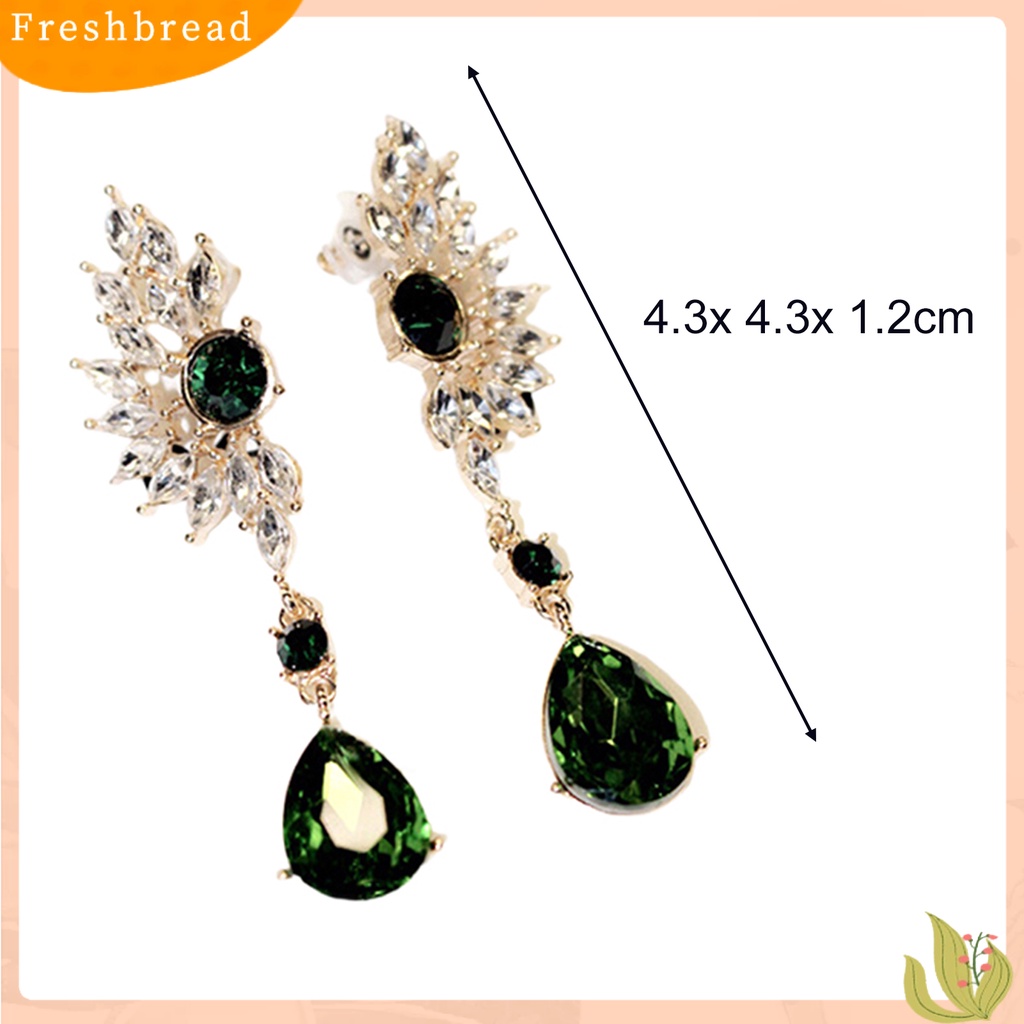 &lt; Freshbread &gt; Wanita Bentuk Sayap Berlian Imitasi Panjang Menjuntai Studs Drop Earrings Perhiasan Charm