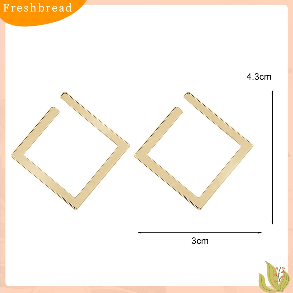 &lt; Freshbread &gt; 1pasang Berlebihan Square Women Earrings Alloy Geometrical Opening Stud Earrings Perhiasan Fashion