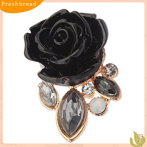 &lt; Freshbread &gt; Wanita Retro Elegan Bunga Mawar Berlian Imitasi Bertatahkan Telinga Studs Earrings Hadiah