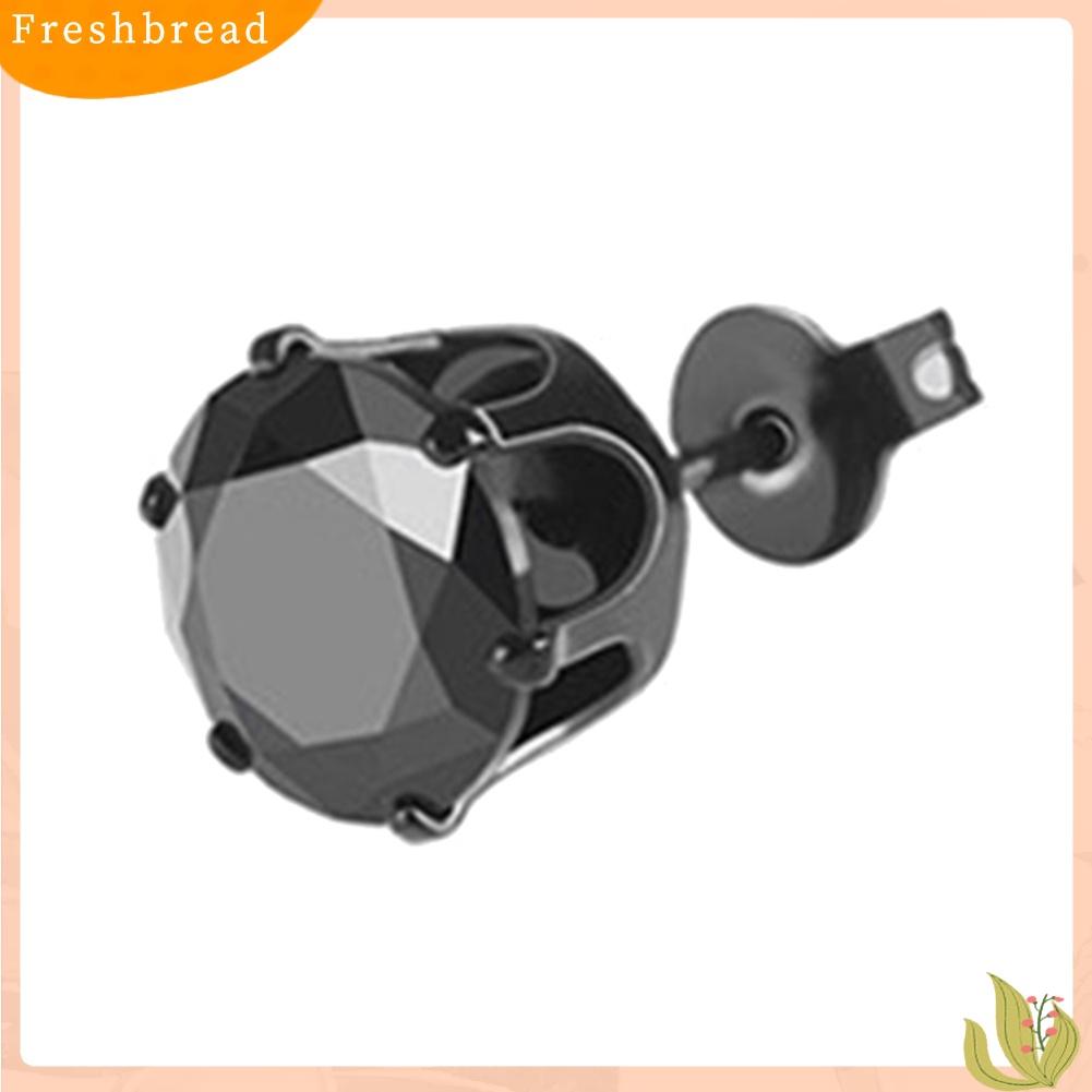 < Freshbread > 1Pc Punk Pria Wanita6/8mm Hitam Enam Cakar Cubic Zirconia Stud Earrings Perhiasan