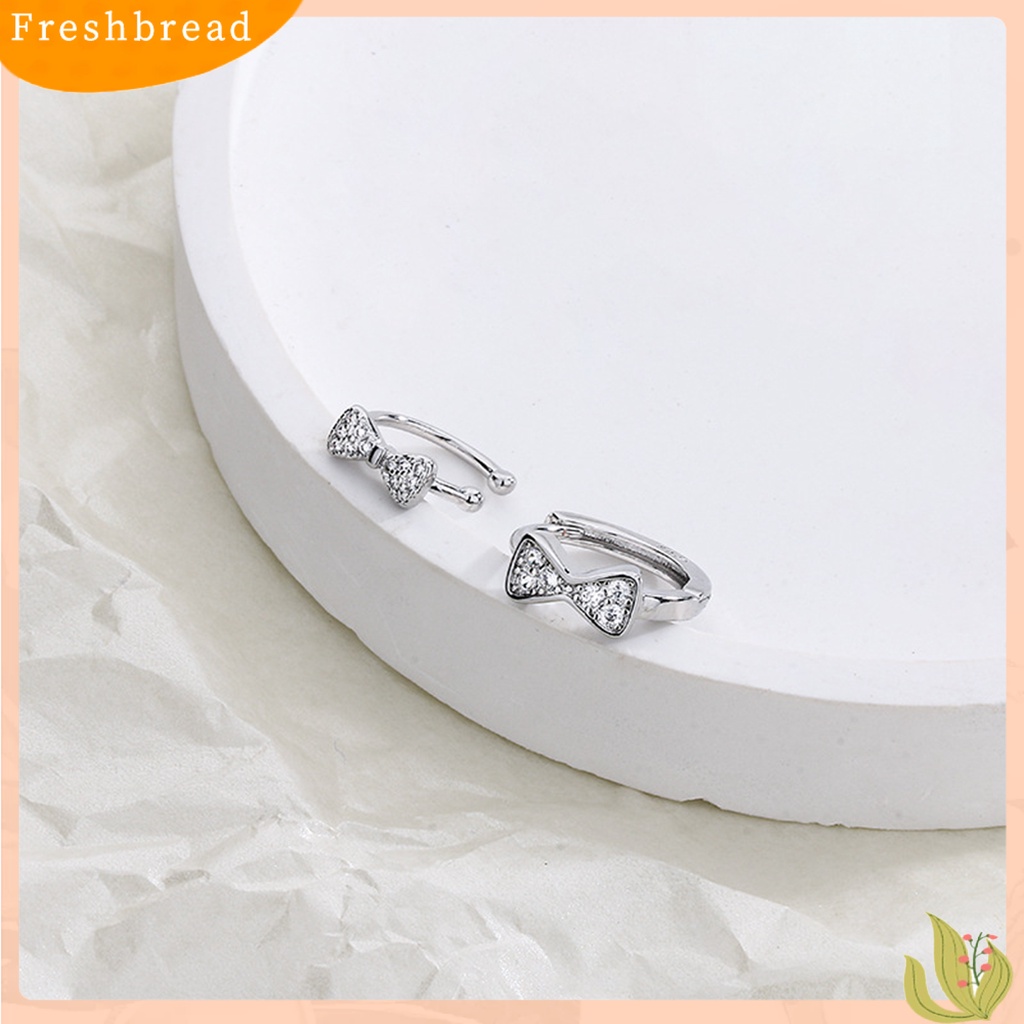 &lt; Freshbread &gt; 1Pc Ear Clip Bow Rhinestones Jewelry Anting Gaya Perancis Bersinar Untuk Pesta Perjamuan Pernikahan Prom