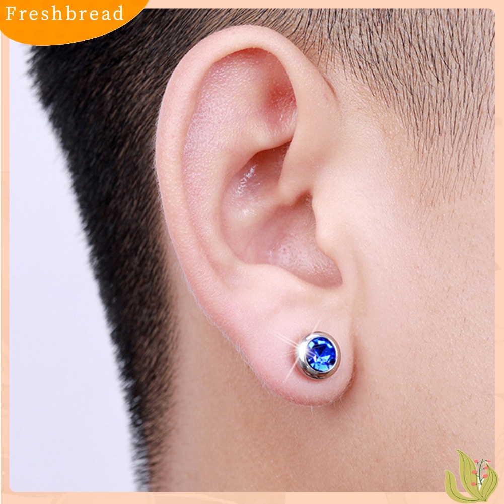 &lt; Freshbread &gt; Unisex Berlian Imitasi Stainless Steel Ear Stud Earrings Helix Piercing Perhiasan Hadiah