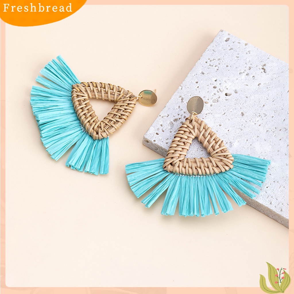 &lt; Freshbread &gt; 1pasang Drop Earrings Braided Berlebihan Gaya Boho Desain Niche Anting Menjuntai Aksesoris Wanita