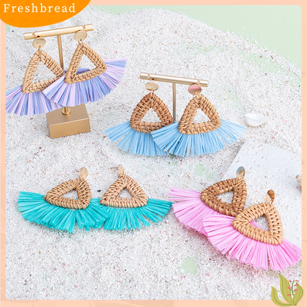 &lt; Freshbread &gt; 1pasang Drop Earrings Braided Berlebihan Gaya Boho Desain Niche Anting Menjuntai Aksesoris Wanita