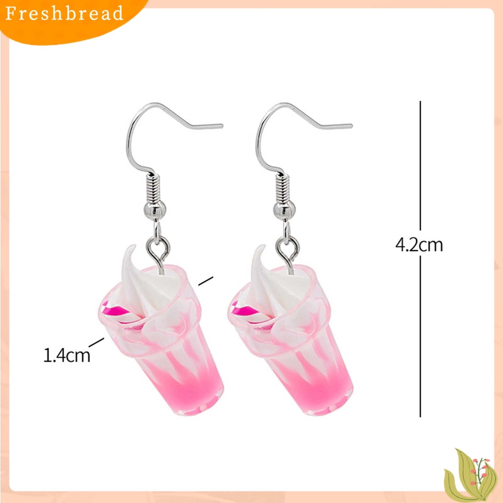 &lt; Freshbread &gt; 1pasang Anting Menjuntai Es Krim Cup Dekorasi Perhiasan Gaya Korea Anting Kait Halus Untuk Pakaian Sehari-Hari