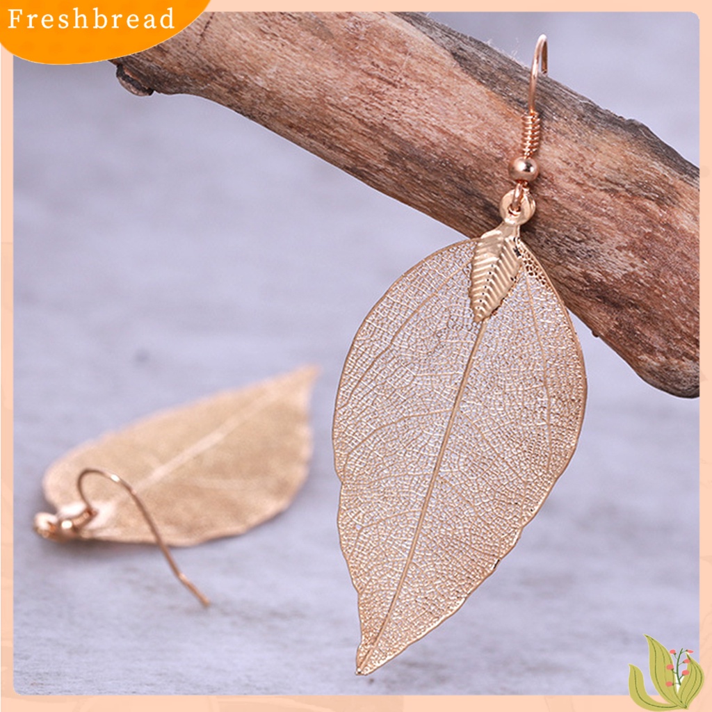 &lt; Freshbread &gt; Pohon Daun Bentuk Alloy Hollow Bright Menjuntai Anting Kait Perhiasan Fashion Untuk Pernikahan