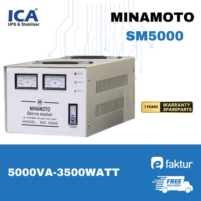 STABILIZER MINAMOTO SM-5000 SM5000 / 5000VA SERVOMOTOR GARANSI RESMI