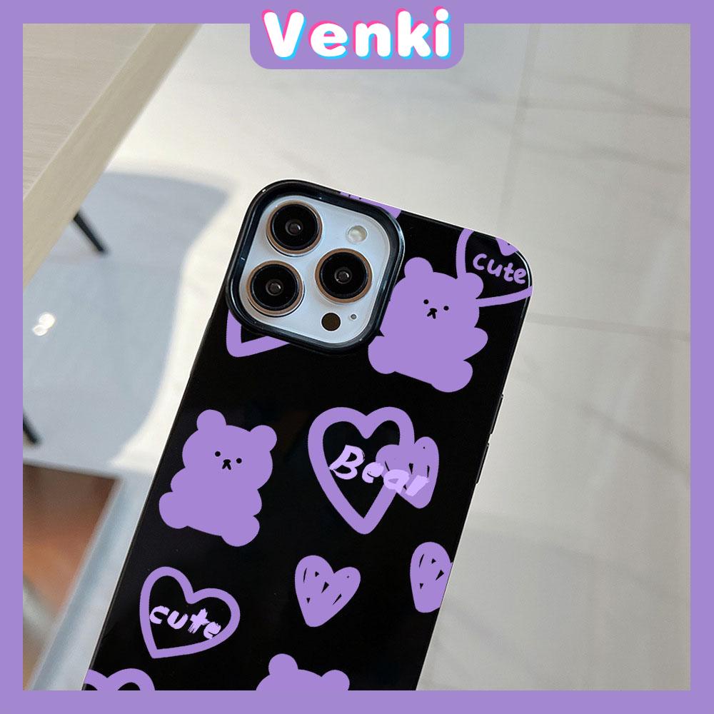 iPhone Case Soft TPU Glossy Black Candy Case Case Cute Cartoon Purple Bear Camera Protection Shockproof For iPhone 14 13 12 11 Pro Max 7 8 Plus X XR