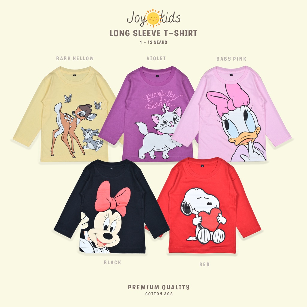 Joy Kids Kaos Anak Perempuan Lengan Panjang Motif Lucu 1-12 Tahun