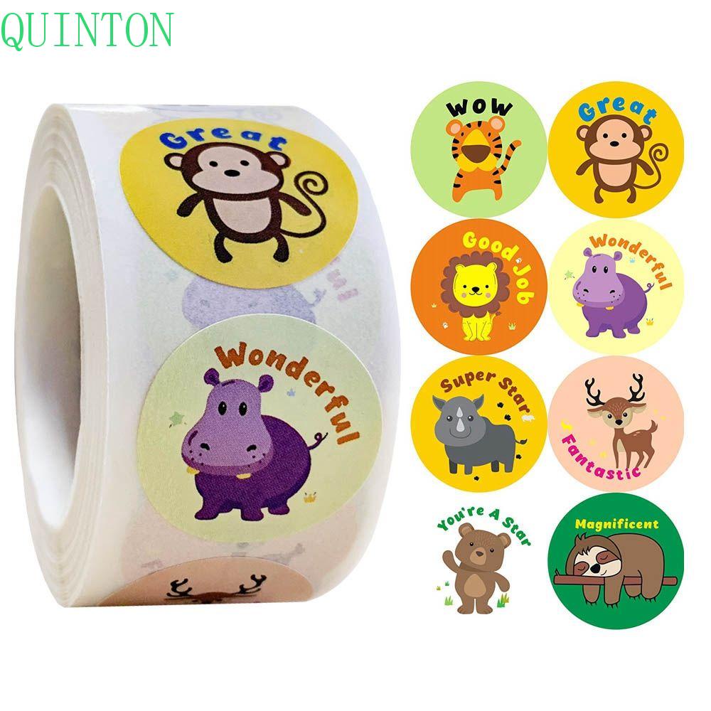 QUINTON small reward stickers motivational school supplies teacher supplies well done school 500pcs/roll students class rewards cute sticker sheets