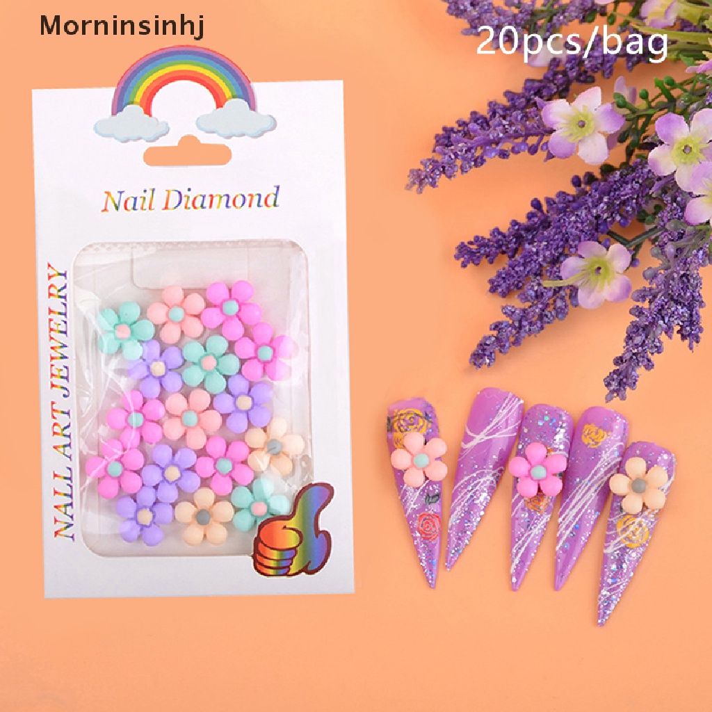 Mornin 20Pcs Bunga Matahari Nail Art Kawaii Daisy Kartun Manicure Dekorasi Ch id