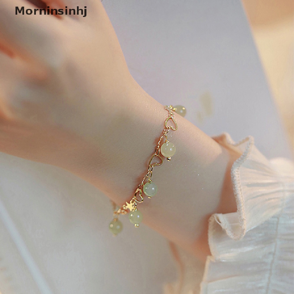 Mornin Hetian Jade Gelang Wanita Trendi Bintang Hati Rumbai Pesona Gelang Untuk Gadis Perhiasan Aksesoris Gelang Beruntung id