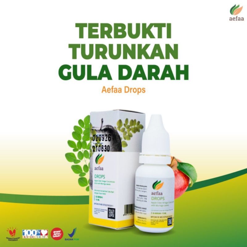 Aefaa Drops Cuka Apel Moringa Obat Herbal Diabetes Gula Darah