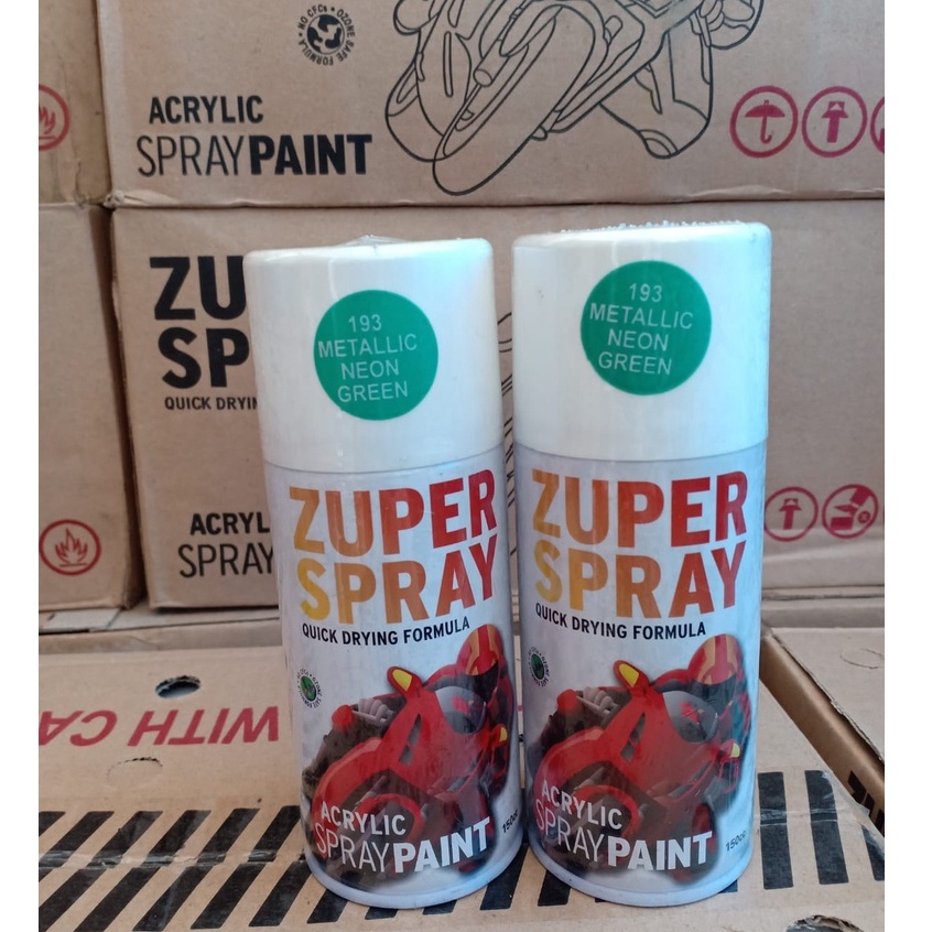 Zuper Spray Paint Pilok Pilox Warna Metallic Neon Green / Hijau Metalik Neon (P 193) 150cc/150ml