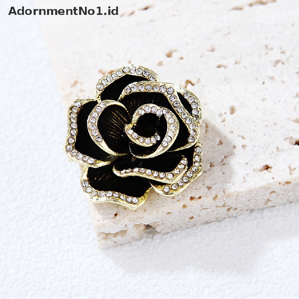 [AdornmentNo1] Fashion Berlian Imitasi Camellia Bunga Enamel Bros Perempuan Lapel Perhiasan Pesta Mantel Pin Hadiah [ID]